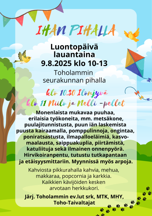 Ihan pihalla -luontopäivä seurakunnassa Ihan pihalla luontopäivä mainos