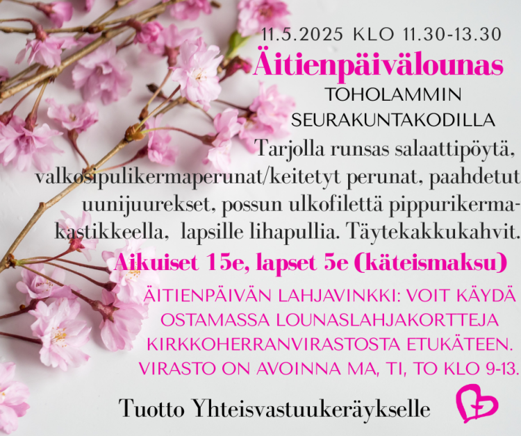 Äitienpäivälounas tiedot äitienpäivälounaasta